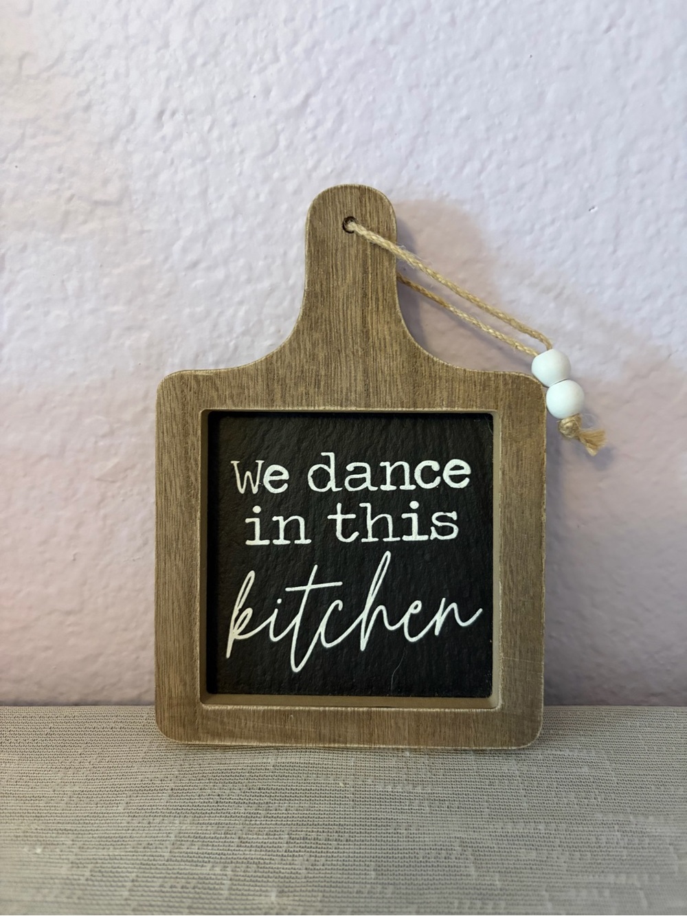 Rustic Brown Wood 'We Dance In This Kitchen' Hanging Sign Farmhouse